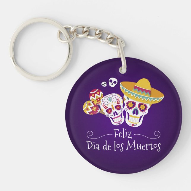 Colorful Dia de los Muertos | Nyckelkedja (Framsidan)