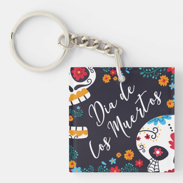 Colorful Dia de los Muertos | Nyckelkedja (Framsidan)