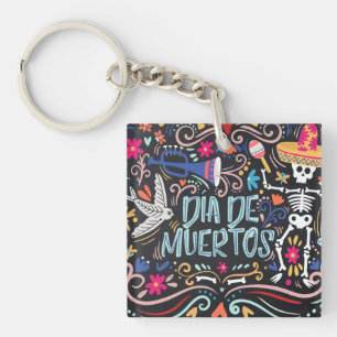 Colorful Dia de los Muertos Nyckelkedja