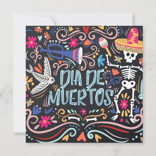 Colorful Dia de los Muertos Party | Inbjudan (Framsida)