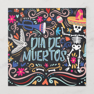 Colorful Dia de los Muertos Party Inbjudan