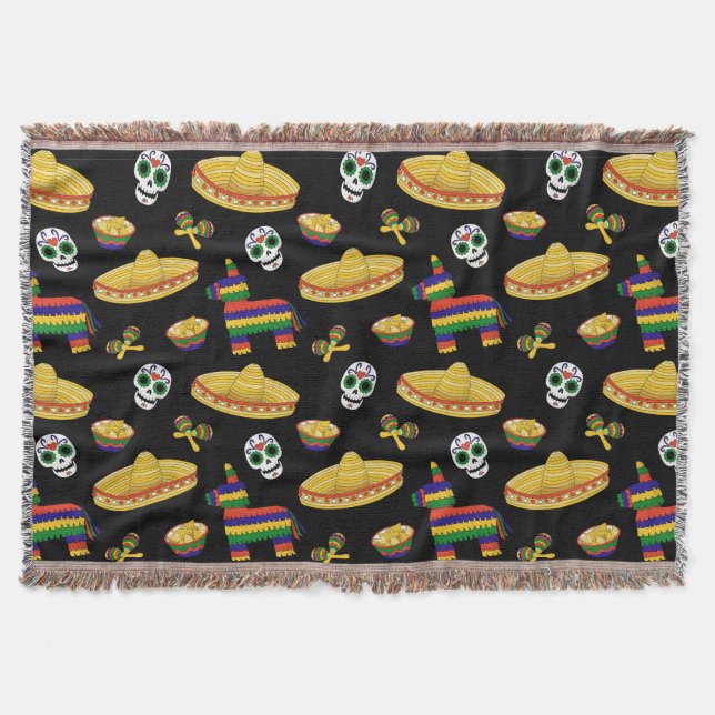 Colorful Día de Muertos Mexican Fiesta Throw Blank Filt (Framsidan)