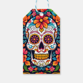 Colorful Dia de Muertos ☠️ Sugar Skull Presentetikett