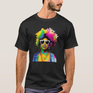Colorful Digital Afro Black Queen Melanin Black Hi T Shirt