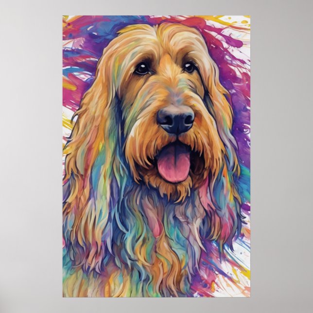 Colorful Digital Art Portrait, Cute Dog Otterhound Poster (Framsidan)