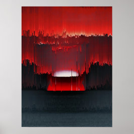 Colorful Digital Sunset Glitch Poster