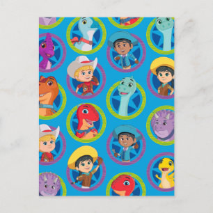 Colorful Dino Ranch Mönster Vykort