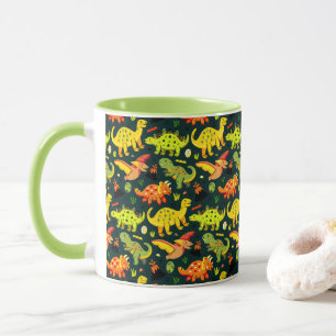 Colorful Dinosaur Mönster Mugg