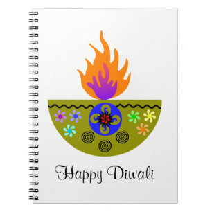 Colorful Diwali Lamp Diya Anteckningsbok