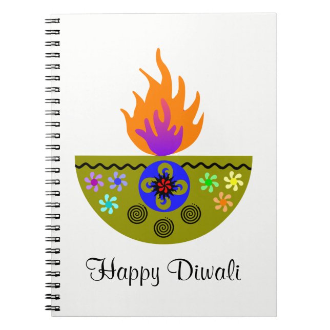 Colorful Diwali Lamp Diya Anteckningsbok (Framsidan)