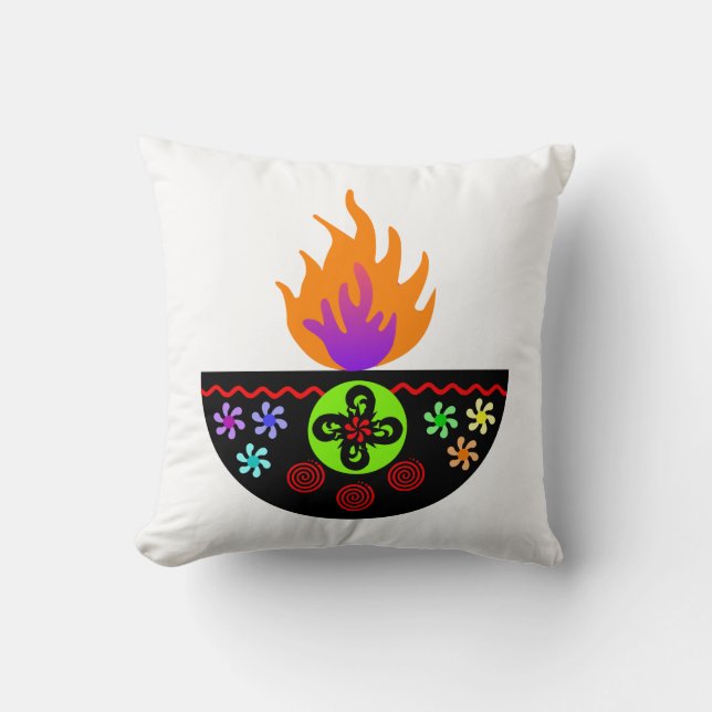 Colorful Diwali Lamp Diya Kudde (Framsida)