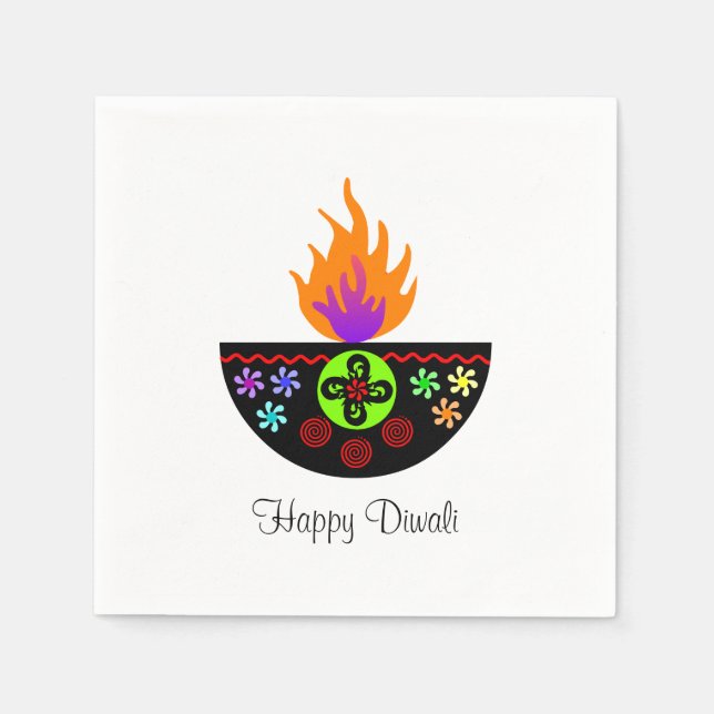 Colorful Diwali Lamp Diya Pappersservett (Framsidan)
