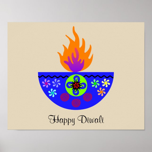 Colorful Diwali Lamp Diya Poster (Framsidan)
