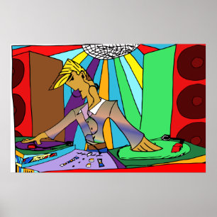 Colorful DJ Teckning Poster