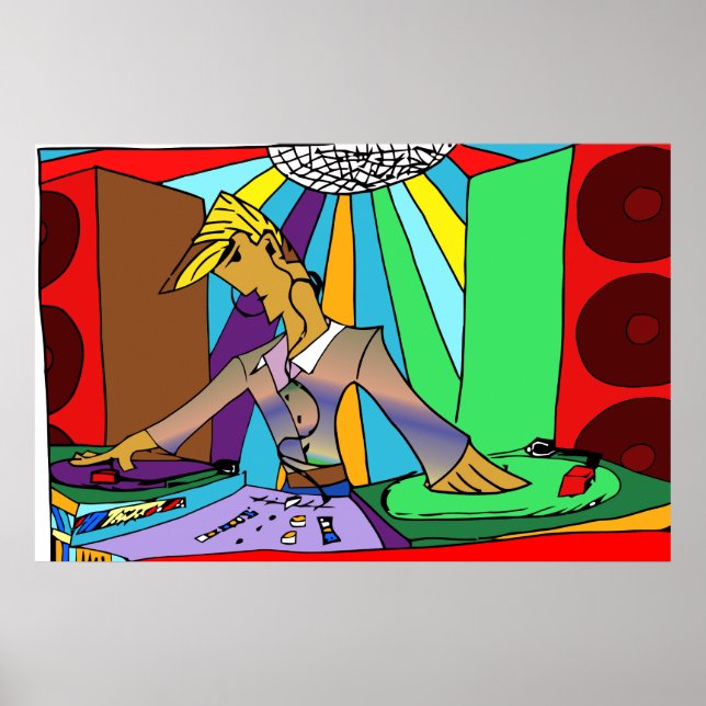 Colorful DJ Teckning Poster (Framsidan)