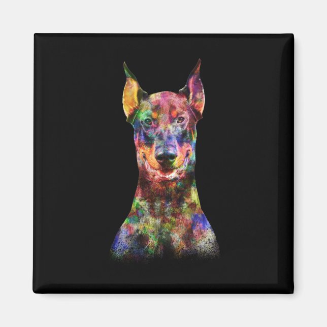 Colorful Doberman Hund Magnet (Framsidan)