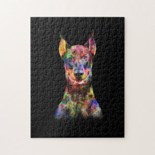Colorful Doberman Hund Pussel