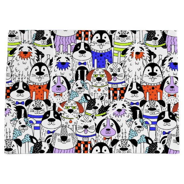 Colorful Dog Crowd Pattern Medium Gift Bag (Framsidan)