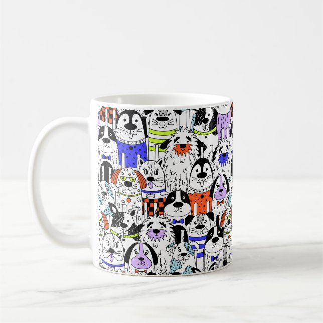Colorful Dog Crowd Pattern Medium Gift Bag Kaffemugg (Vänster)