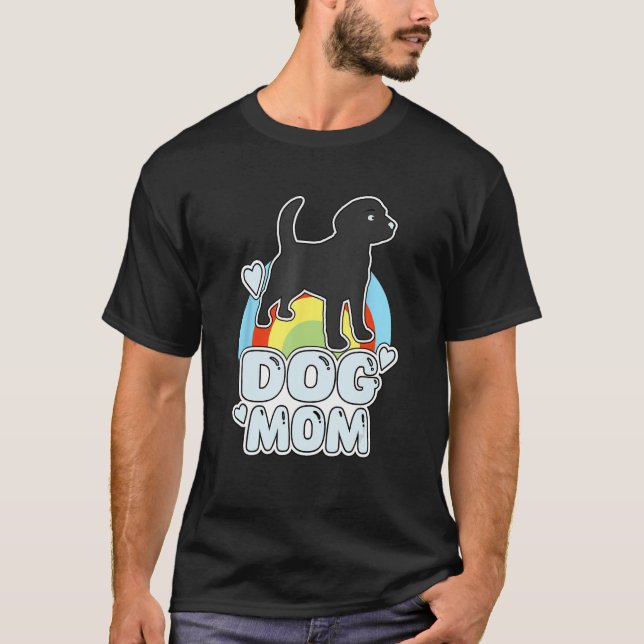 Colorful Dog Mom - Rainbow puppy with Heart T Shirt (Framsida)