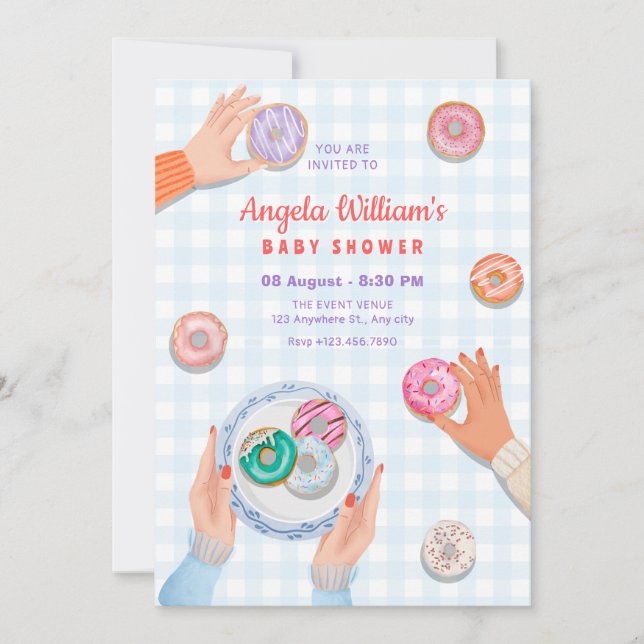 Colorful Donut Party Baby Shower Inbjudningar (Framsida)