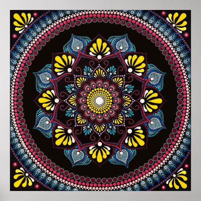 Colorful Dot Art Mandala | Helig Geometry Boho Poster (Framsidan)