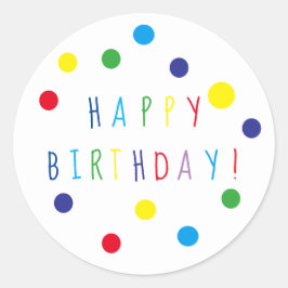 Colorful Dots Happy Birthday Round Sticker Runt Klistermärke