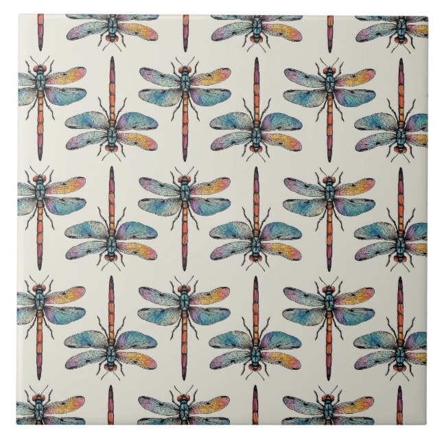 Colorful Dragonfly Pattern Kakelplatta (Framsidan)