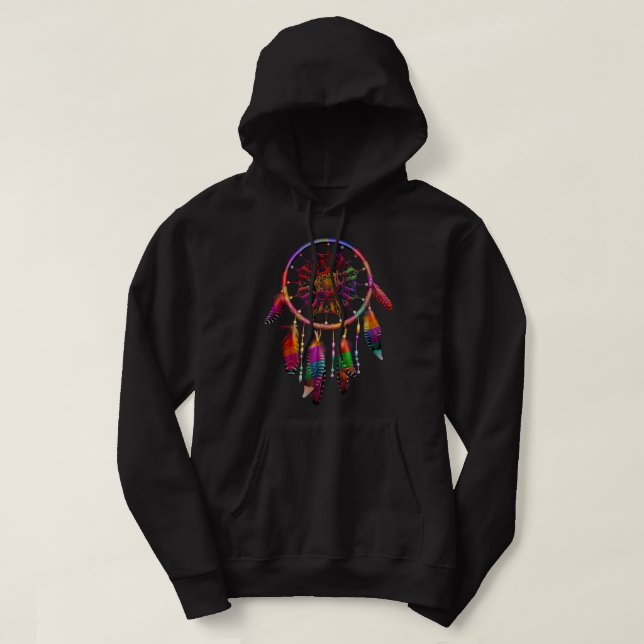 Colorful Dreamcatcher Feathers Tribal Native Ameri Hoodie (Design framsida)