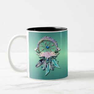 Colorful Dreamcatcher Feathers Tribal Native Två-Tonad Mugg
