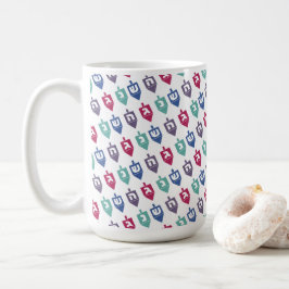 Colorful Dreidels Hanukkah Kaffemugg