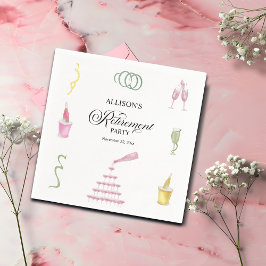 Colorful Drinks and Bottles Retirement Party Pappersservett