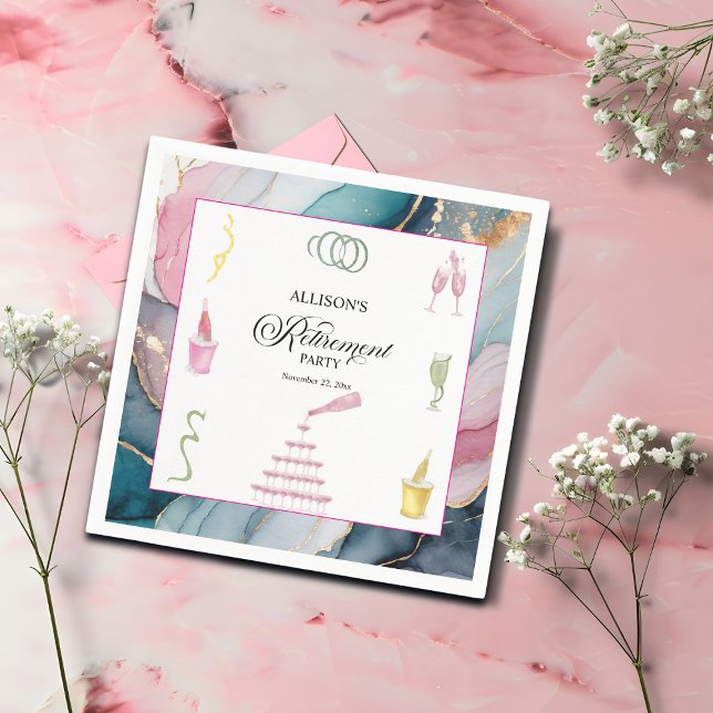 Colorful Drinks and Bottles Retirement Party Pappersservett (Skapare uppladdad)