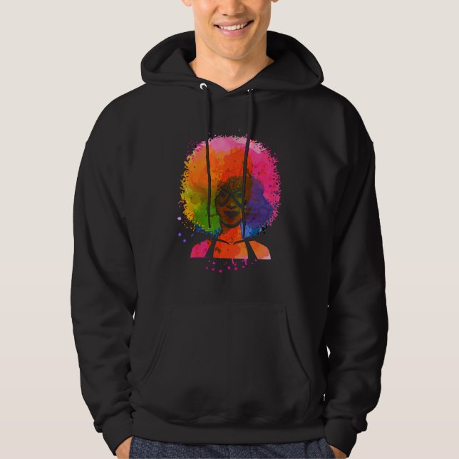 Colorful Dripping In Melanin Afro Queen Hoodie (Framsida)