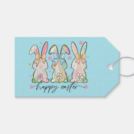 Colorful Easter Bunnies with Bows Presentetikett