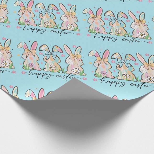 Colorful Easter Bunnies with Bows Presentpapper (Hörn)