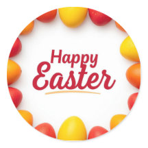 Colorful Easter Egg Hunt Classic Round Sticker