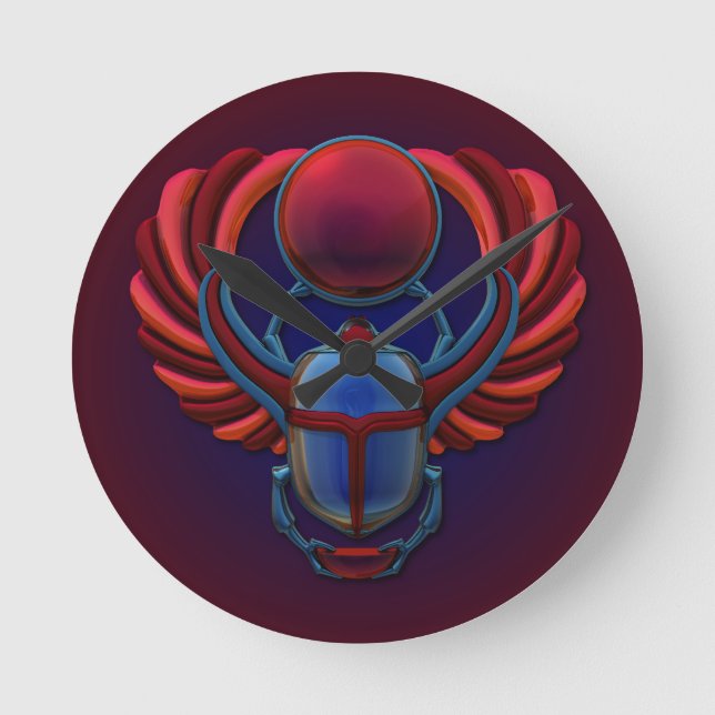 Colorful Egyptian Scarab Rund Klocka (Framsida)