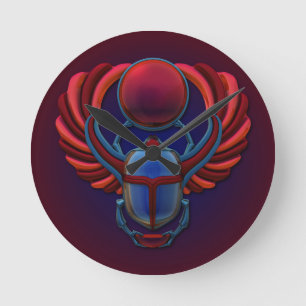 Colorful Egyptian Scarab Rund Klocka