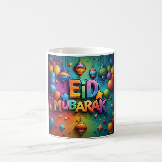 Colorful Eid Mubarak Firande Art Kaffemugg (Center)