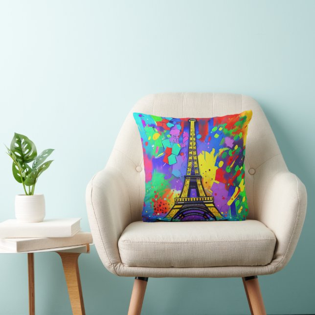 Colorful Eiffel painting Kudde (Stol)