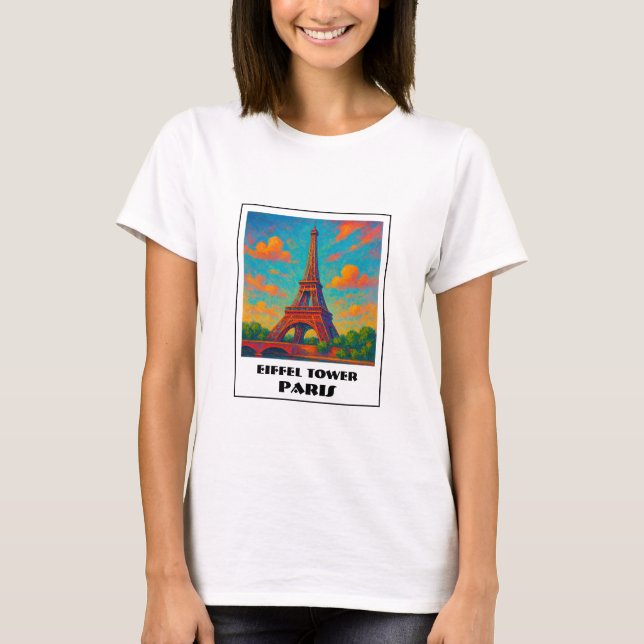 Colorful Eiffel torn Paris-resa T Shirt (Framsida)