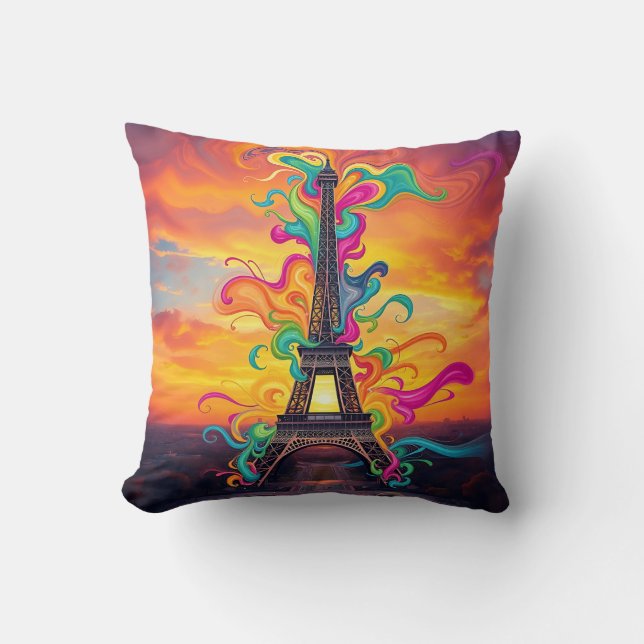Colorful Eiffel Torn Swirls Kudde (Framsida)