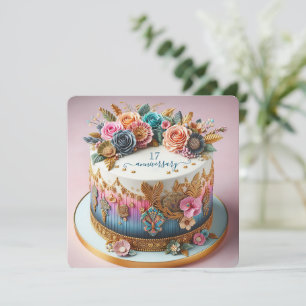COLORFUL ELABORATE BRÖLLOP ANNIVERSARY CAKE