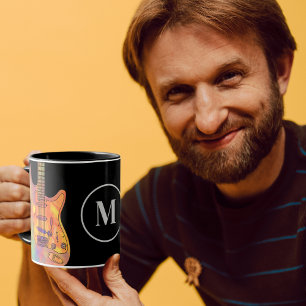 Colorful Electric Guitar Monogram Mugg