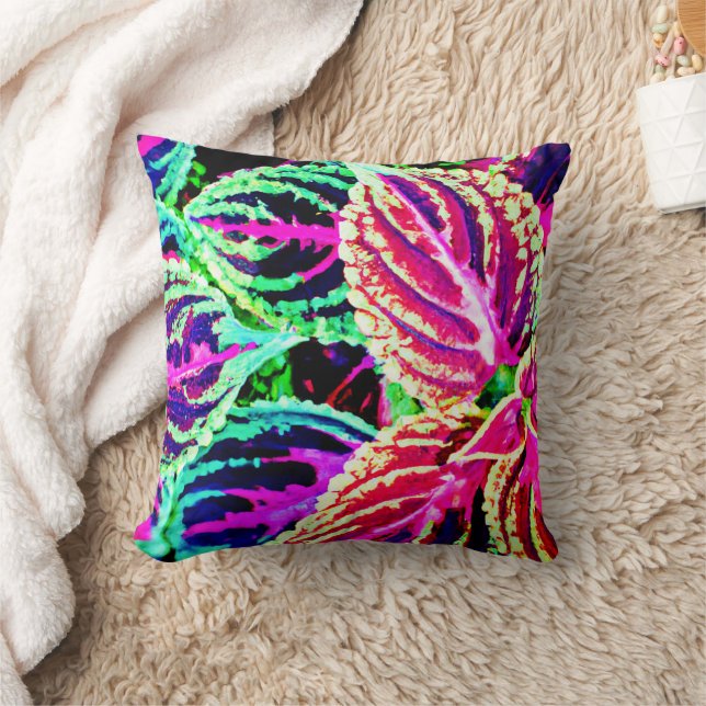 Colorful Elegance Lövs Mönster Kudde (Filt)