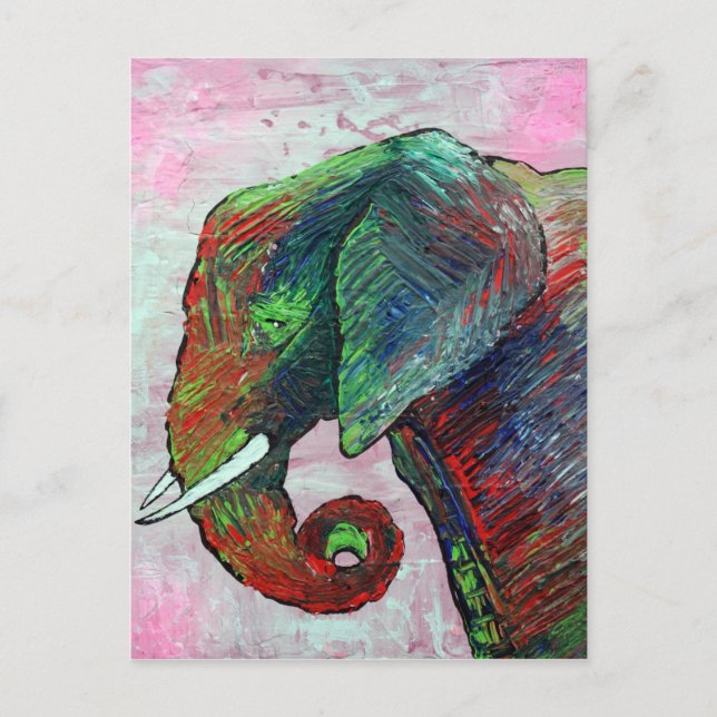 Colorful Elephant Art Vykort (Framsida)