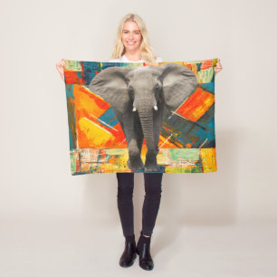 Colorful Elephant Blanket Fleecefilt
