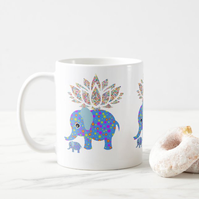 Colorful Elephant Blue Mugg (Med munk)