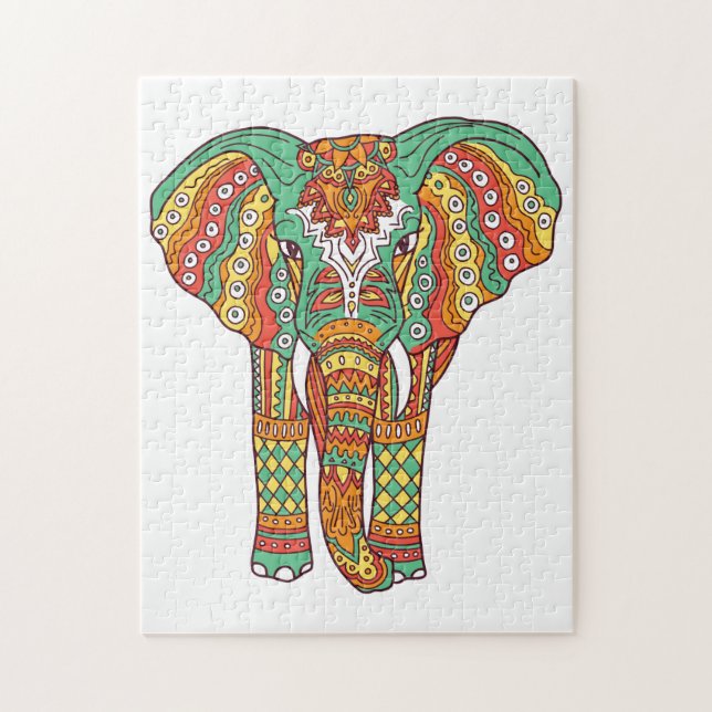 Colorful Elephant Mandala Pussel (Vertikal)